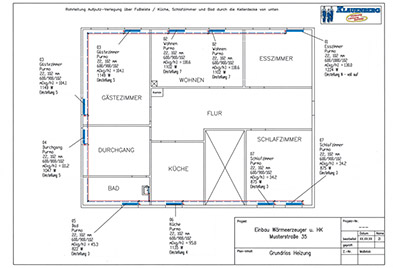 Grundriss Heizungsplanung